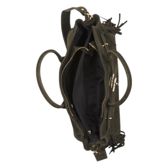 MARLON Made In Italy Suede Large Franges East West Tote - Picture 2 of 4